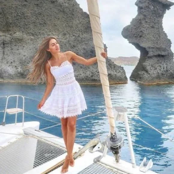 CHARO RUIZ IBIZA White Joya Guipure Smocked Voile Mini Dress